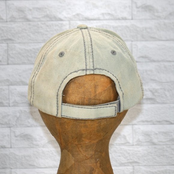 Trucker Hat Baseball Cap Distressed Faded Denim Beaded Metallic Patch Vintage - Picture 3 of 14